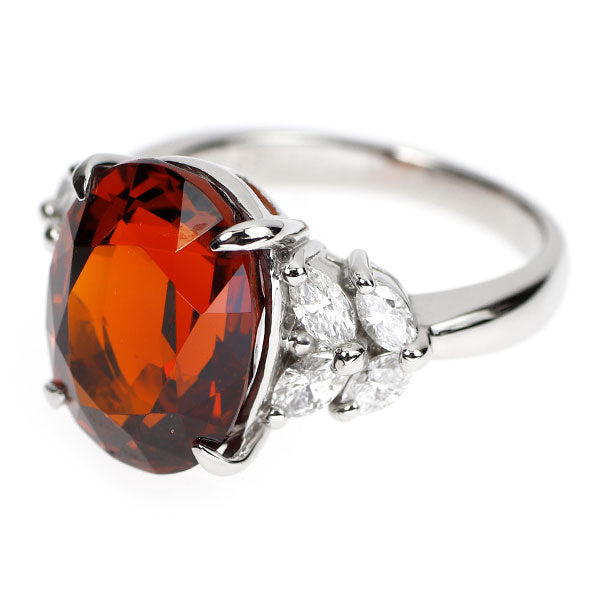 Pt900 スペサルティンガーネット ダイヤモンド リング 10.35ct 0.65ct