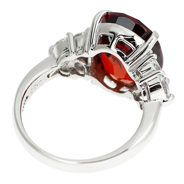 Pt900 スペサルティンガーネット ダイヤモンド リング 10.35ct 0.65ct