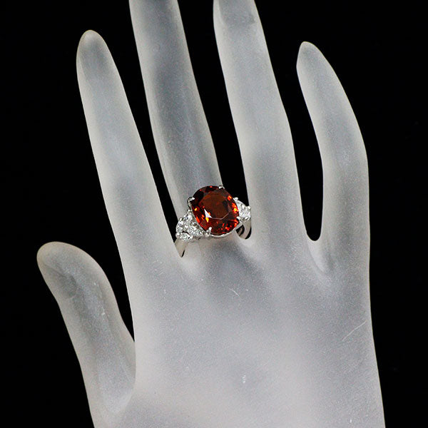 Pt900 スペサルティンガーネット ダイヤモンド リング 10.35ct 0.65ct