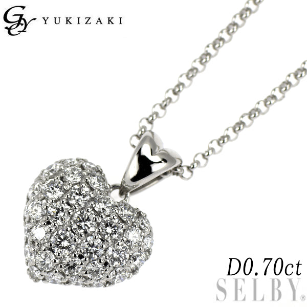 ゆきざき Pt900/ Pt850 ダイヤモンド ペンダントネックレス 0.70ct クールハート パヴェ