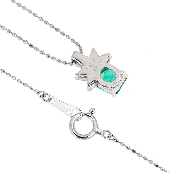 Pt900/ Pt850 エメラルド ダイヤモンド ペンダントネックレス 0.62ct D0.21ct