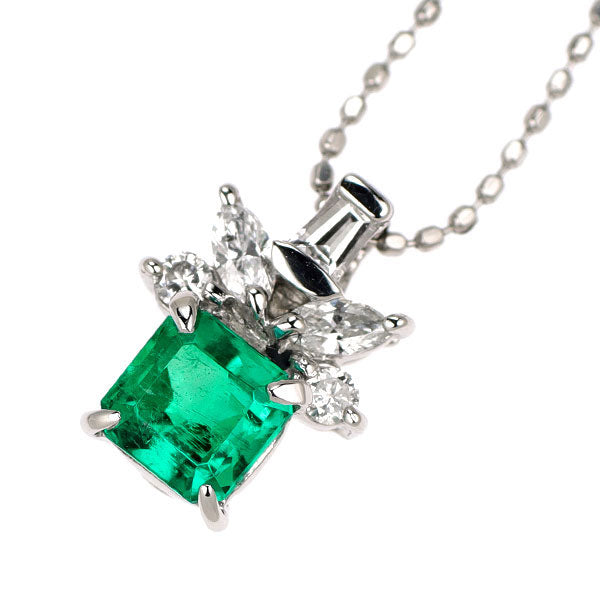 Pt900/ Pt850 エメラルド ダイヤモンド ペンダントネックレス 0.62ct D0.21ct