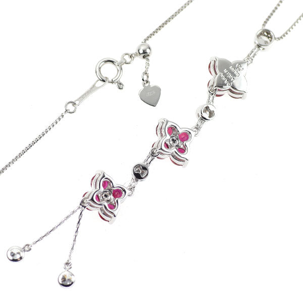 K18WG ルビー ダイヤモンド ペンダントネックレス 2.27ct D0.350ct フラワー