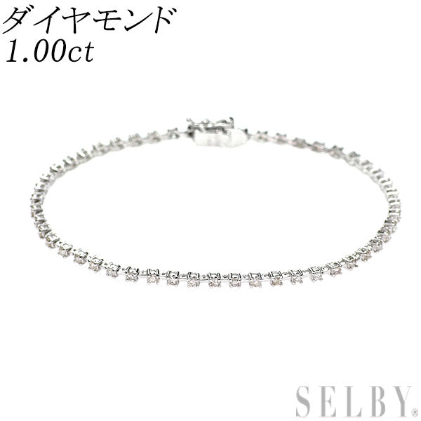 K18WG ダイヤモンド ブレスレット 1.00ct テニス