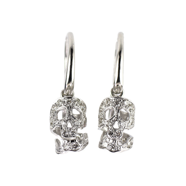 K18WG ダイヤモンド ピアス 0.28ct スカル