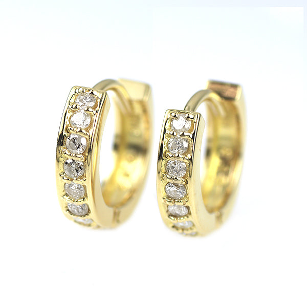 K18YG ダイヤモンド フープ ピアス 0.24ct