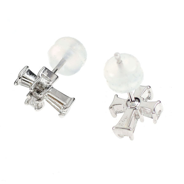 K18WG ダイヤモンド ピアス 0.46ct クロス