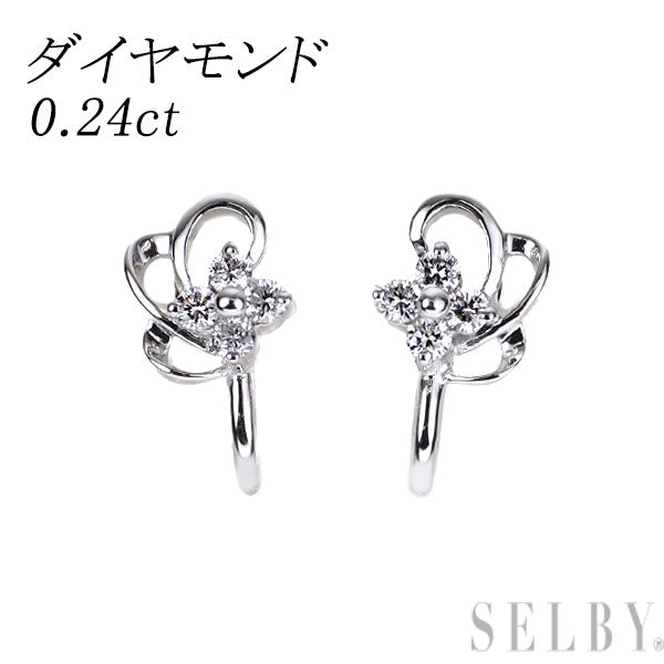 K18WG ダイヤモンド イヤリング 0.24ct