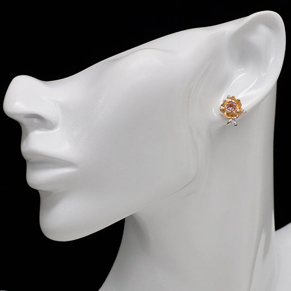 ディアヴァンテ K18WG/PG ピンクトルマリン ダイヤモンド ピアス 0.432ct D0.049ct フラワー