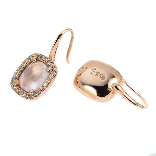 ヴェレッタオッターヴァ K18PG ローズクオーツ ダイヤモンド ピアス D0.28ct