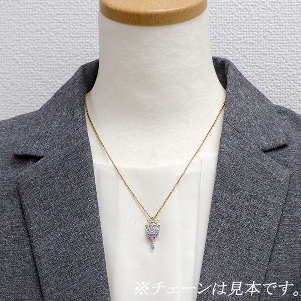 笠原真寿美 K18WG/ PG ブルー/ピンクサファイア パライバトルマリン ダイヤ ペンダントトップ 0.70ct T0.02ct D0.01ct 猫
