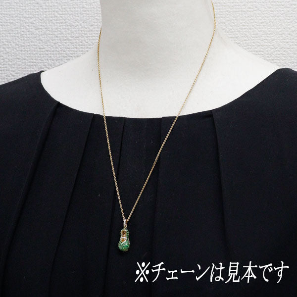 K18YG ツァボライト ダイヤモンド ペンダントトップ 0.75ct D0.10ct 靴