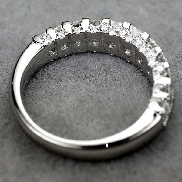 新品 Pt950 エメラルドカット&ラウンド ダイヤモンド リング 2.00ct 【エスコレ】 ハーフエタニティ