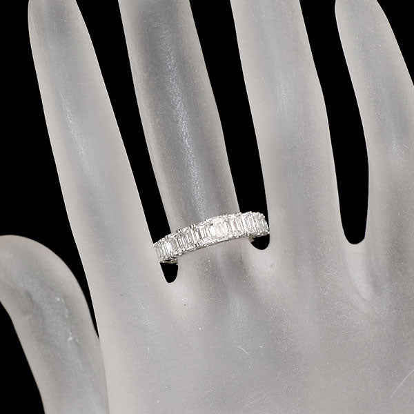 新品 Pt950 エメラルドカット&ラウンド ダイヤモンド リング 2.00ct 【エスコレ】 ハーフエタニティ