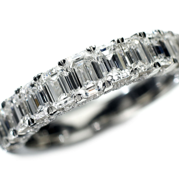 新品 Pt950 エメラルドカット&ラウンド ダイヤモンド リング 2.00ct