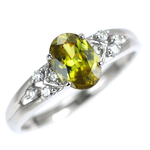 Pt950 スフェーン ダイヤモンド リング 0.84ct D0.09ct