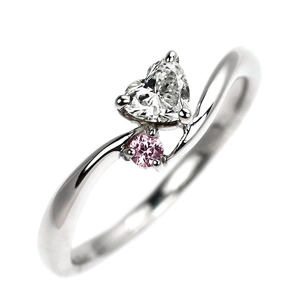 ダイヤモンドシライシ Pt900 ハートシェイプ ダイヤモンド ピンクサファイア リング 0.296ct