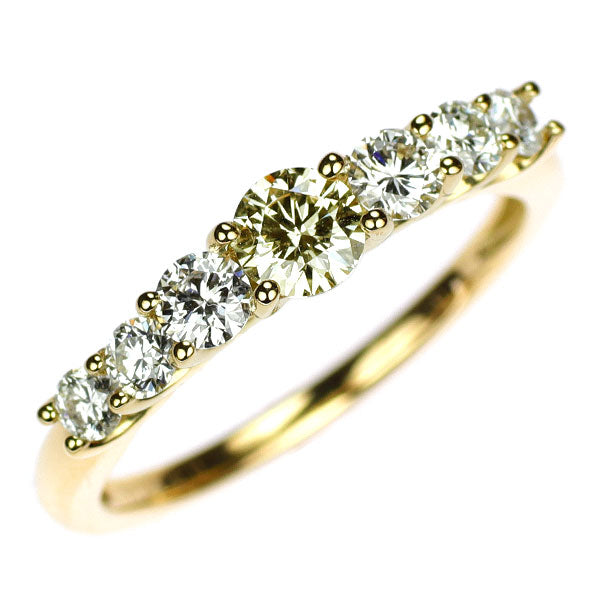 K18YG ダイヤモンド リング 0.30ct D0.46ct  一文字