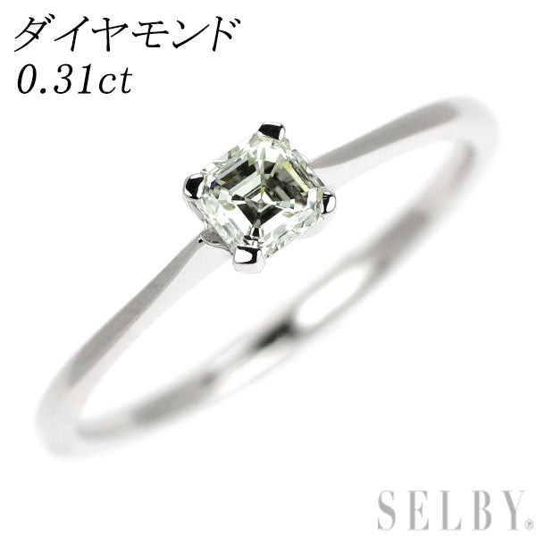 K18WG アッシャーカット ダイヤモンド リング 0.31ct