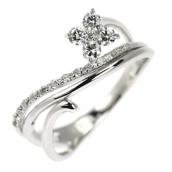 K18WG ダイヤモンド リング 0.28ct  フラワー