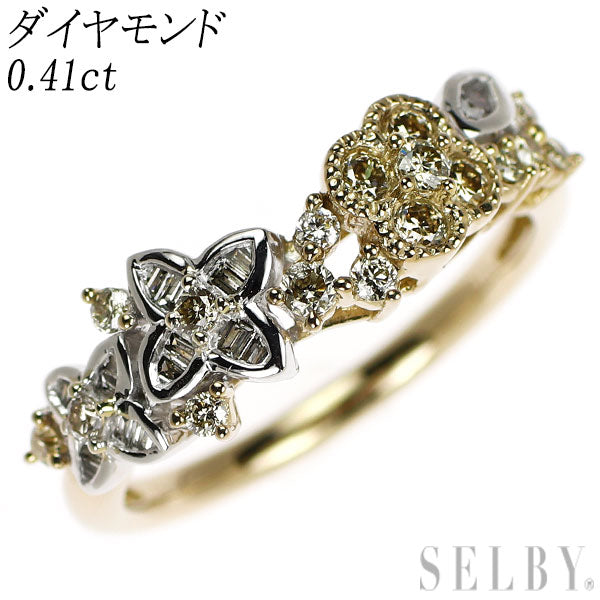 K18YG/WG ダイヤモンド リング 0.41ct フラワー