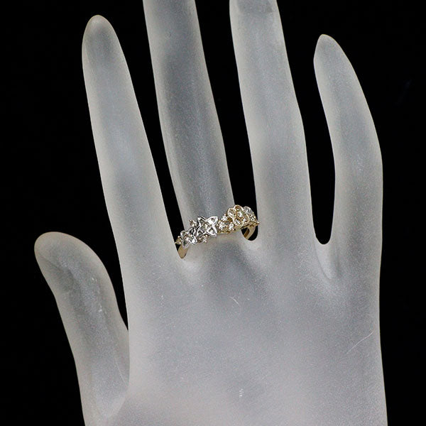 K18YG/WG ダイヤモンド リング 0.41ct フラワー
