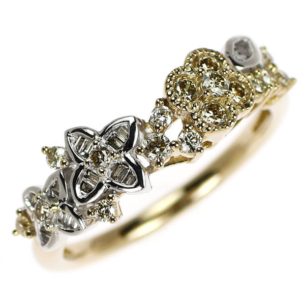 K18YG/WG ダイヤモンド リング 0.41ct フラワー