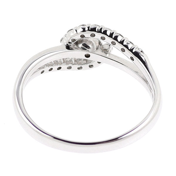 K18WG アイスブルー/カラーレス ダイヤモンド リング 0.19ct D0.32ct