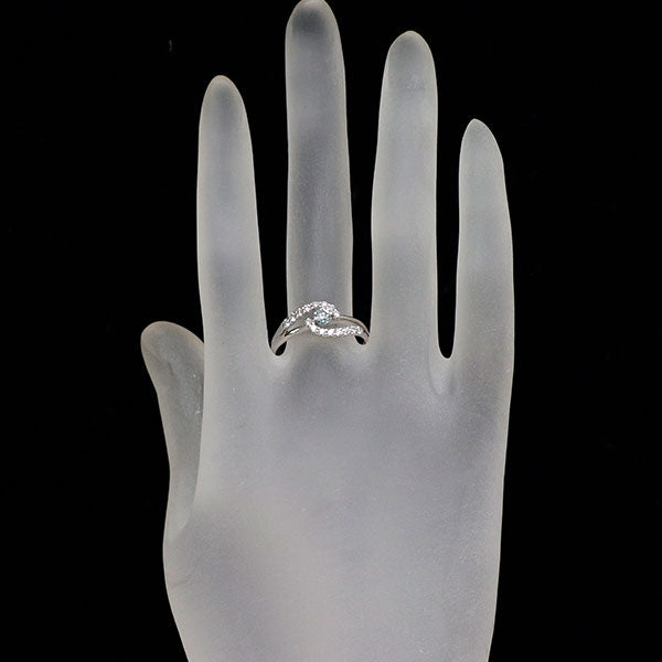 K18WG アイスブルー/カラーレス ダイヤモンド リング 0.19ct D0.32ct