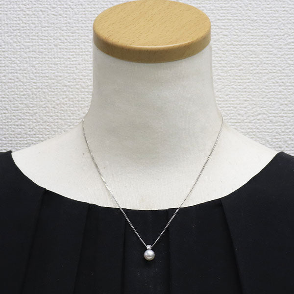 田崎真珠 Pt850 アコヤ真珠 ダイヤモンド ペンダントネックレス 径約7.7mm D0.11ct