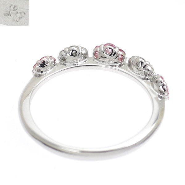 ポンテヴェキオ K18WG ピンクサファイア ダイヤモンド リング 0.28ct D0.20ct フラワー