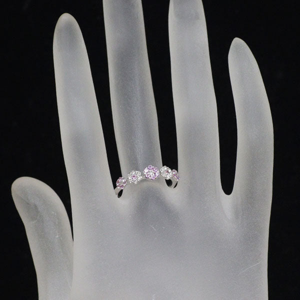 ポンテヴェキオ K18WG ピンクサファイア ダイヤモンド リング 0.28ct D0.20ct フラワー