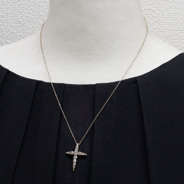 カシケイ K18BG ブラウン ダイヤモンド ペンダントネックレス 1.10ct ネイキッド クロス