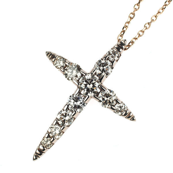 カシケイ K18BG ブラウン ダイヤモンド ペンダントネックレス 1.10ct ネイキッド クロス