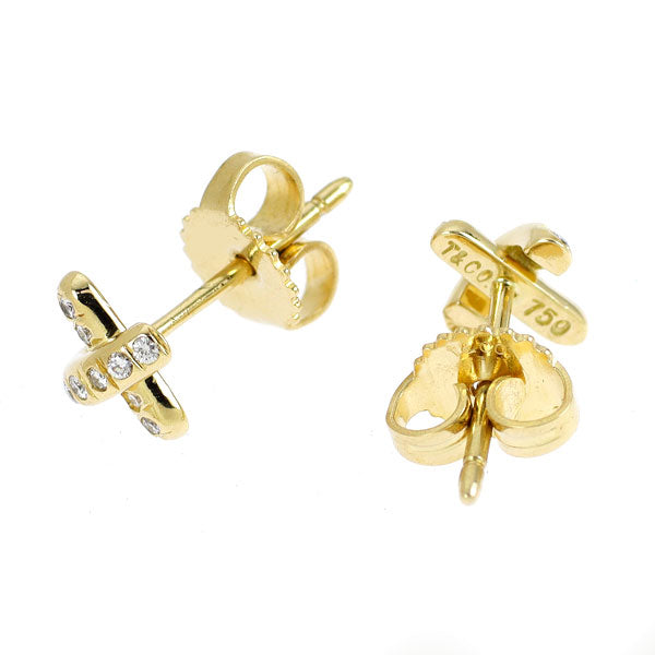 ティファニー K18YG ダイヤモンド ピアス クロスステッチ ミニ