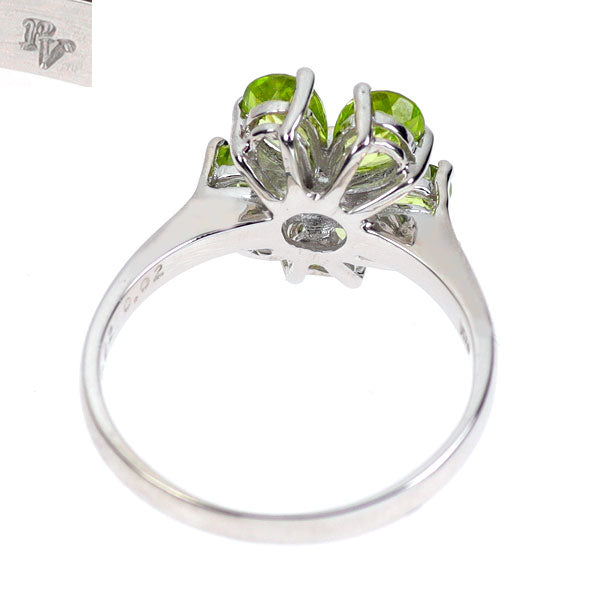 ポンテヴェキオ K18WG ペリドット ダイヤモンド リング 1.92ct D0.02ct フラワー