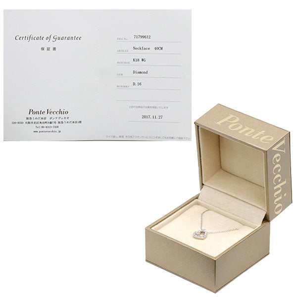 ポンテヴェキオ K18WG ダイヤモンド ペンダントネックレス 0.16ct ハート
