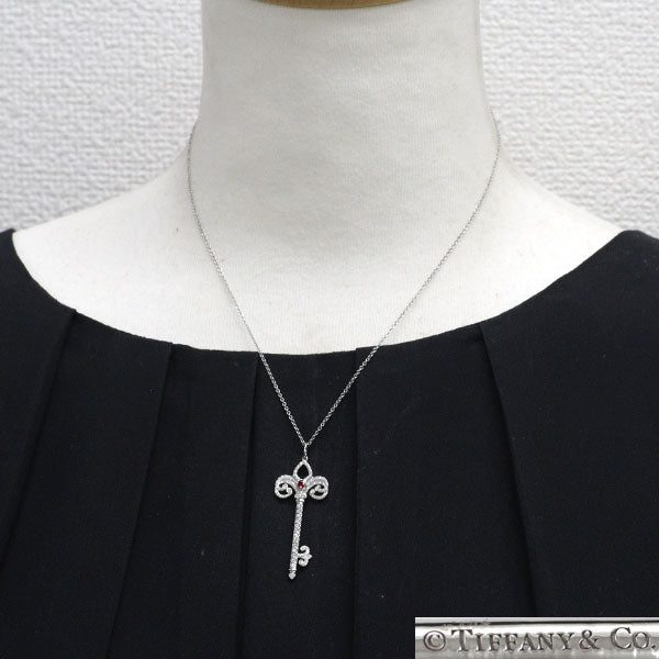 ティファニー Pt950 ルビー ダイヤモンド ペンダントネックレス フルールドリス キー