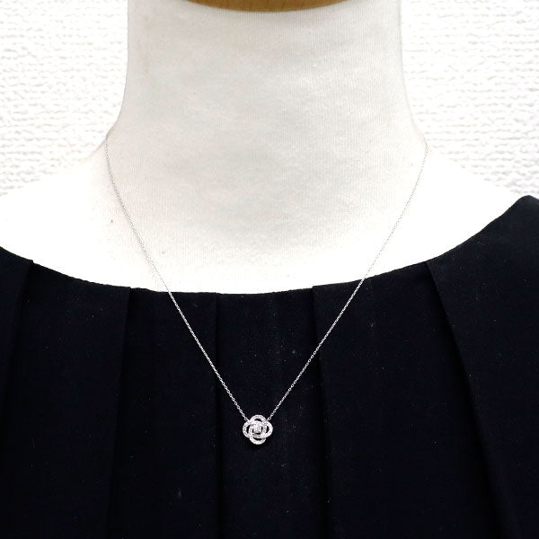 ポンテヴェキオ K18WG ダイヤモンド ペンダントネックレス 0.18ct フラワー