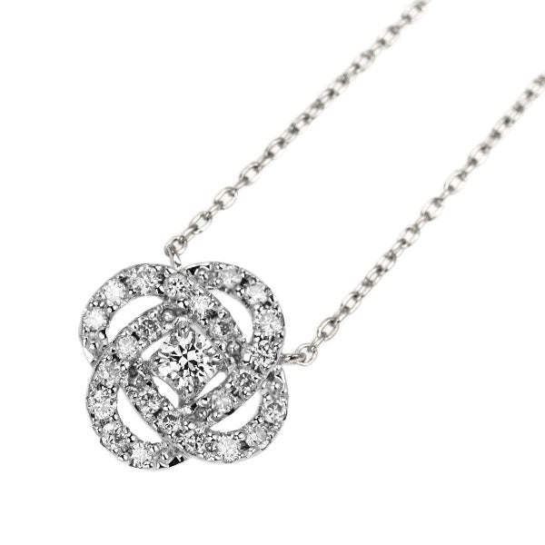 ポンテヴェキオ K18WG ダイヤモンド ペンダントネックレス 0.18ct フラワー