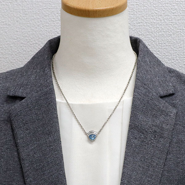 Pt900/ Pt850 アクアマリン ダイヤモンド ペンダントネックレス 1.94ct D0.175ct