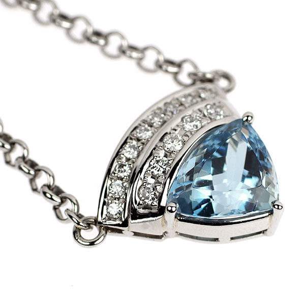 Pt900/ Pt850 アクアマリン ダイヤモンド ペンダントネックレス 1.94ct D0.175ct