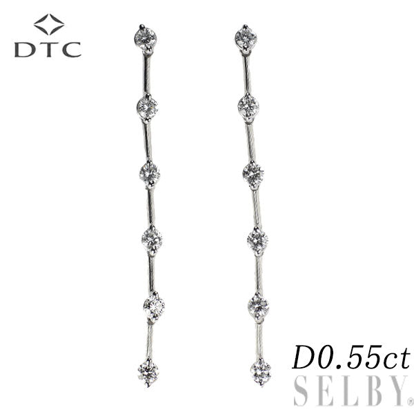 DTC K18WG ダイヤモンド ピアス 0.55ct LINE