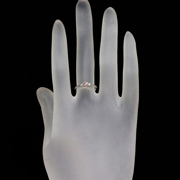 Pt900 天然ピンク ダイヤモンド リング 0.175ct FP SI1 D0.05ct