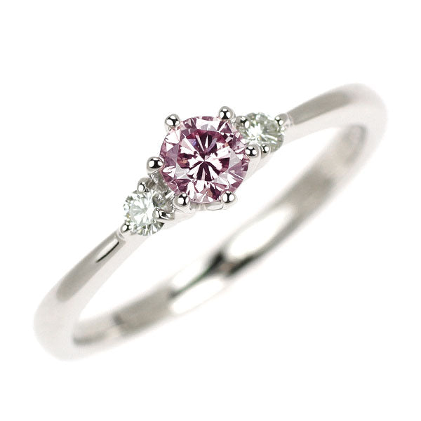 Pt900 天然ピンク ダイヤモンド リング 0.175ct FP SI1 D0.05ct