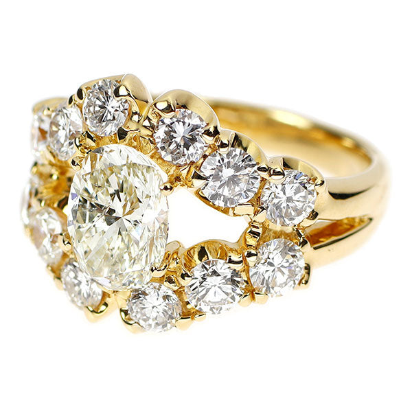 K18YG オーバル ダイヤモンド リング 1.480ct L I1 D1.69ct
