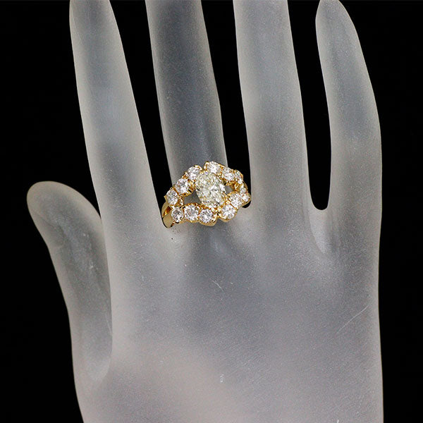 K18YG オーバル ダイヤモンド リング 1.480ct L I1 D1.69ct