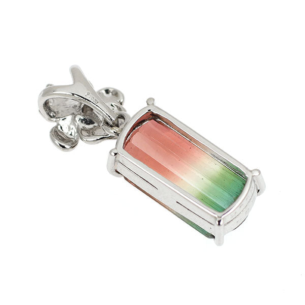 Pt900 ウォーターメロン/パーティカラード トルマリン ダイヤモンド ペンダントトップ 2.84ct D0.02ct