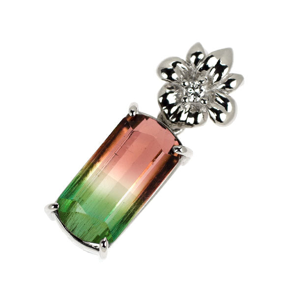 Pt900 ウォーターメロン/パーティカラード トルマリン ダイヤモンド ペンダントトップ 2.84ct D0.02ct