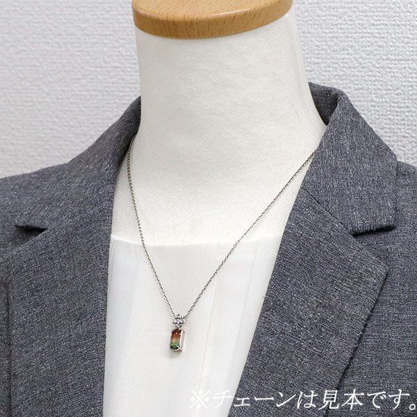 Pt900 ウォーターメロン/パーティカラード トルマリン ダイヤモンド ペンダントトップ 2.84ct D0.02ct